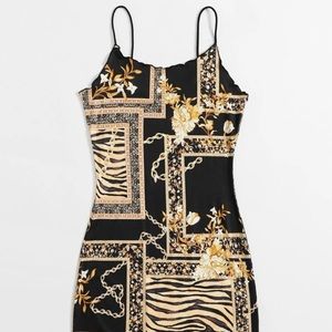 SHEIN Chain & Zebra Striped Print Dress